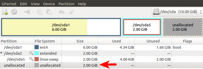 virtualbox increase disk size gparted
