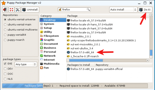Puppy linux как установить firefox