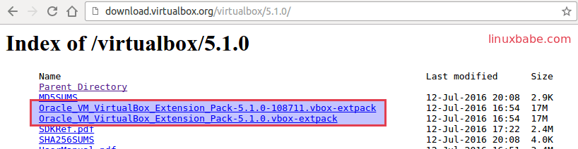 install VirtualBox extension pack