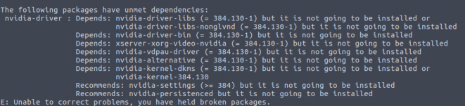 the following packages have unmet dependencies
