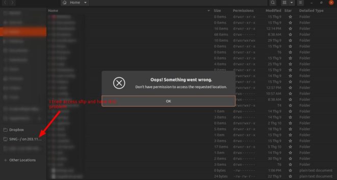 permission denied filezilla ubuntu server